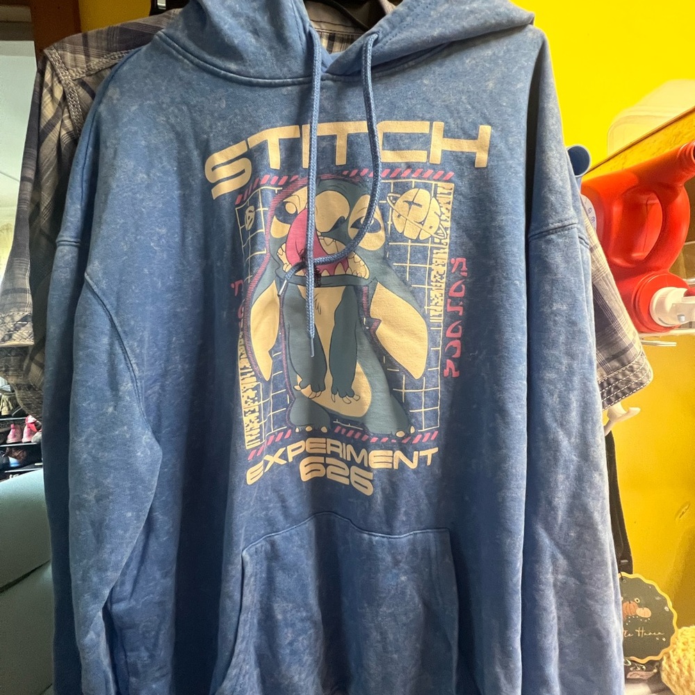 Stitch Graphic Blue Hoodie Sweatshirt - Casual DISNEY XL